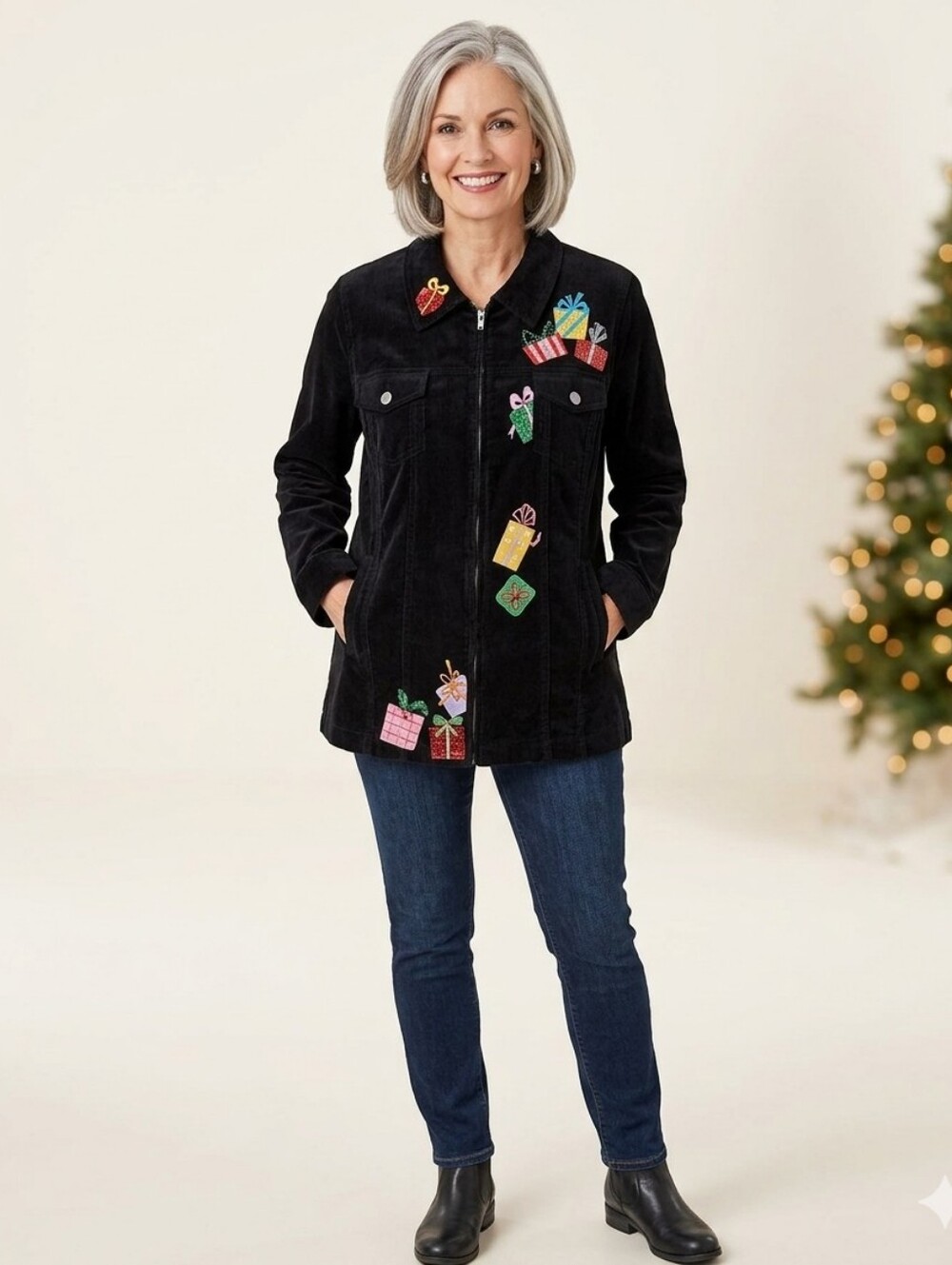 Quacker Factory Embroidery Embellished Jacket
